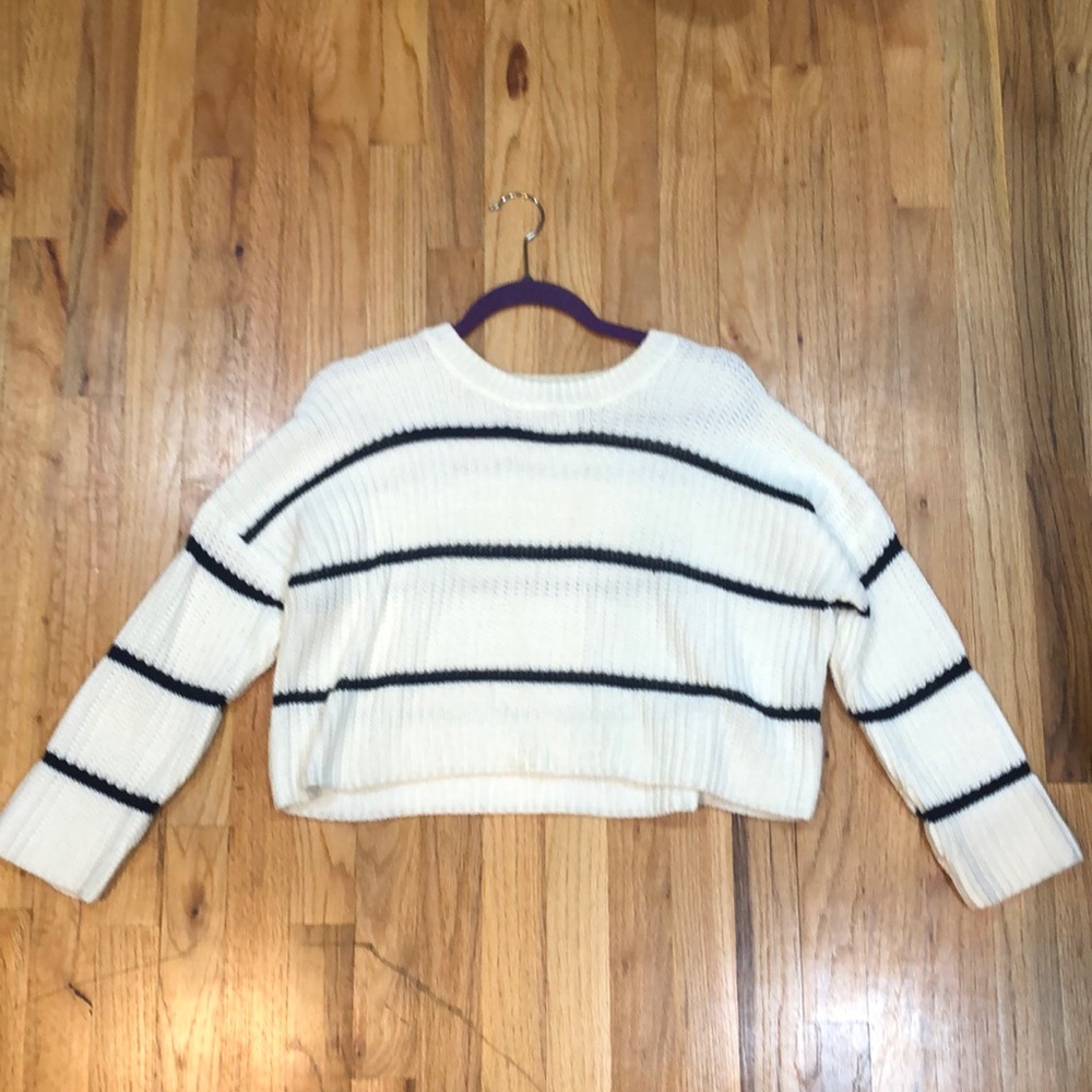 Super cute navy cream/white striped sweater